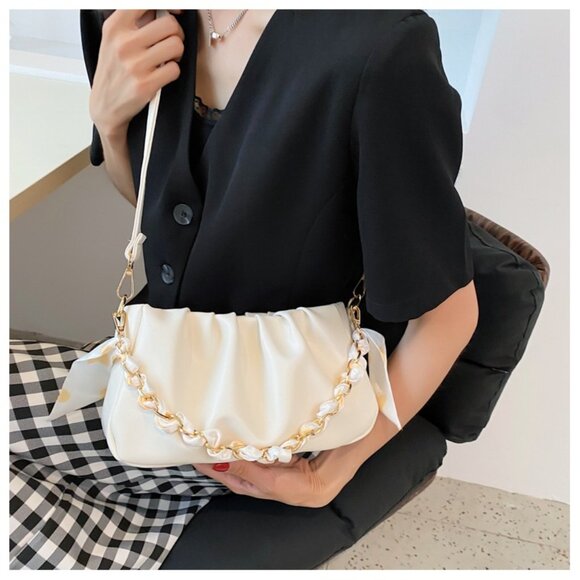 Y2K Statement Chain Ruched Shoulder Bag/Multiple colors available - Picture 15 of 16